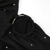 Trendy Strapless Beaded Cropped Dress for Clubbing