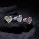 Street Ring Style Hip Hop T Square Heart Print Zircon Ring Jewelry