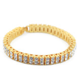 Fashion Diamond Alloy Necklace Hip Hop Style 2 Rows Diamond Men's Necklace Bracelet Set