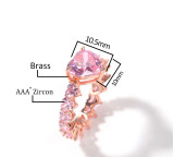 Fashion Chic Size Heart Print Full Zircon Ladies Ring Trendy Gift