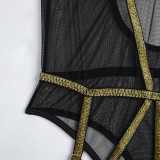 sexy lingerie gold silk beautiful lines mesh teddy lingerie