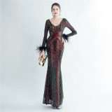 Long Sequins Plus Size Fat Beauty Formal Party Evening Dress
