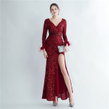 Long Sequins Plus Size Fat Beauty Formal Party Evening Dress
