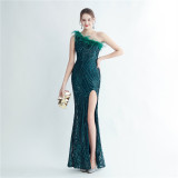 long sequins Plus Size Fat Beauty Formal Party Evening Dress