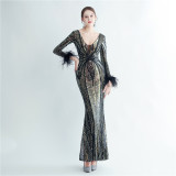 Long Sequins Plus Size Fat Beauty Formal Party Evening Dress