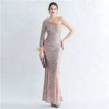 long sequins Plus Size Fat Beauty Formal Party Evening Dress