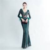Long Sequins Plus Size Fat Beauty Formal Party Evening Dress
