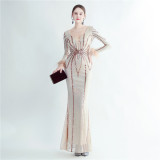 Long Sequins Plus Size Fat Beauty Formal Party Evening Dress