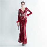 Long Sequins Plus Size Fat Beauty Formal Party Evening Dress