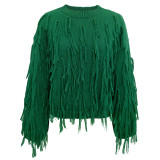 Women's Fall Winter Loose Fringe Fashion Casual Top Sweater