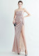 sequin pleated side slit straps long evening dress