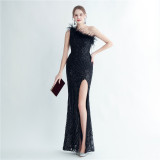 long sequins Plus Size Fat Beauty Formal Party Evening Dress