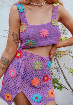 Summer Casual Crochet Knitting Skirt Set Summer Casual Crochet Knitting Skirt Set