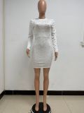 Women's Summer Solid Color Bodycon Long Sleeve Beaded Dress