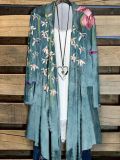 Plus Size Women Printed Long Sleeve Irregular Shirt Jacket