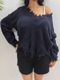 Plus Size WomenLoose V Neck Casual Sweater