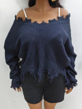 Plus Size WomenLoose V Neck Casual Sweater