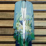 Plus Size Women Printed Long Sleeve Irregular Shirt Jacket