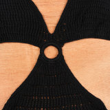 Women v-neck tie beach dress