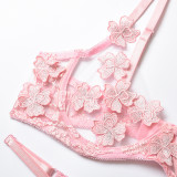 Sexy Romantic Flower Embroidery See-Through Sexy Suit For Women