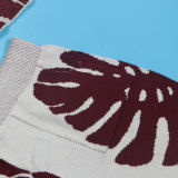 Sexy Leaf V-Neck Pullover Long-Sleeved Sweater Two-Piece Set