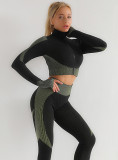 Quick-drying long-sleeved seamless yoga suit Tight Fitting fitness yoga clothing top sports yoga pants