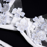 Sexy Romantic Flower Embroidery See-Through Sexy Suit For Women