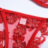 Sexy Romantic Flower Embroidery See-Through Sexy Suit For Women