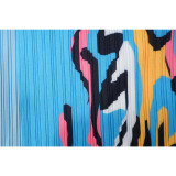 Women's Fashion Pressed Pleated Blouse Printed Turtleneck Loose Top