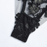 Sexy Romantic Flower Embroidery See-Through Sexy Suit For Women