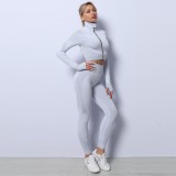 Quick-drying long-sleeved seamless yoga suit Tight Fitting fitness yoga clothing top sports yoga pants