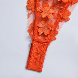 Sexy Romantic Flower Embroidery See-Through Sexy Suit For Women