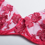 Sexy Romantic Flower Embroidery See-Through Sexy Suit For Women