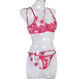 Sexy Romantic Flower Embroidery See-Through Sexy Suit For Women