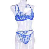 Sexy Romantic Flower Embroidery See-Through Sexy Suit For Women