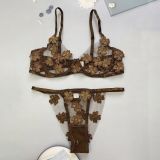 Sexy Romantic Flower Embroidery See-Through Sexy Suit For Women