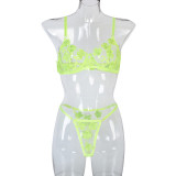 Sexy Romantic Flower Embroidery See-Through Sexy Suit For Women