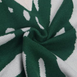 Sexy Leaf V-Neck Pullover Long-Sleeved Sweater Two-Piece Set