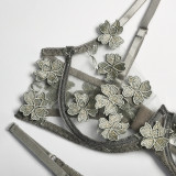 Sexy Romantic Flower Embroidery See-Through Sexy Suit For Women