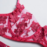Sexy Romantic Flower Embroidery See-Through Sexy Suit For Women