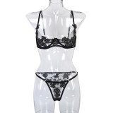 Sexy Romantic Flower Embroidery See-Through Sexy Suit For Women