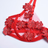 Sexy Romantic Flower Embroidery See-Through Sexy Suit For Women