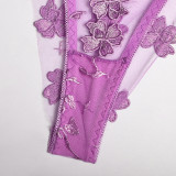 Sexy Romantic Flower Embroidery See-Through Sexy Suit For Women
