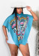 Women's Fashion Pressed Pleated Blouse Printed Turtleneck Loose Top