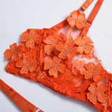 Sexy Romantic Flower Embroidery See-Through Sexy Suit For Women