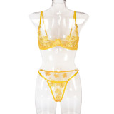 Sexy Romantic Flower Embroidery See-Through Sexy Suit For Women