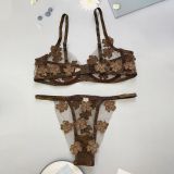 Sexy Romantic Flower Embroidery See-Through Sexy Suit For Women