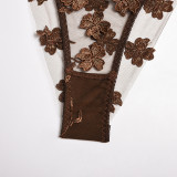 Sexy Romantic Flower Embroidery See-Through Sexy Suit For Women
