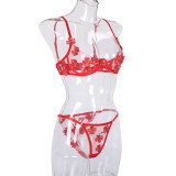 Sexy Romantic Flower Embroidery See-Through Sexy Suit For Women