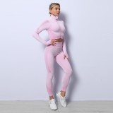 Quick-drying long-sleeved seamless yoga suit Tight Fitting fitness yoga clothing top sports yoga pants
